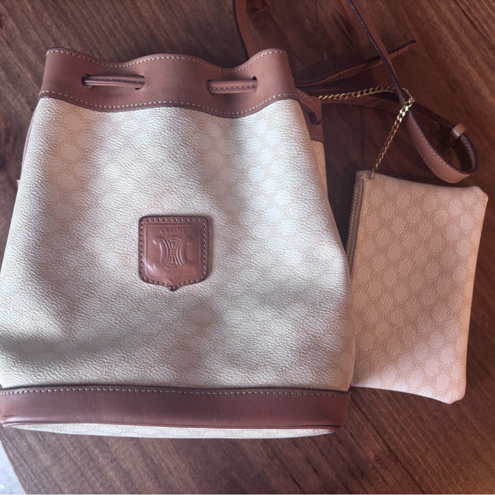 Vintage Celine WHITE macadam bucket bag